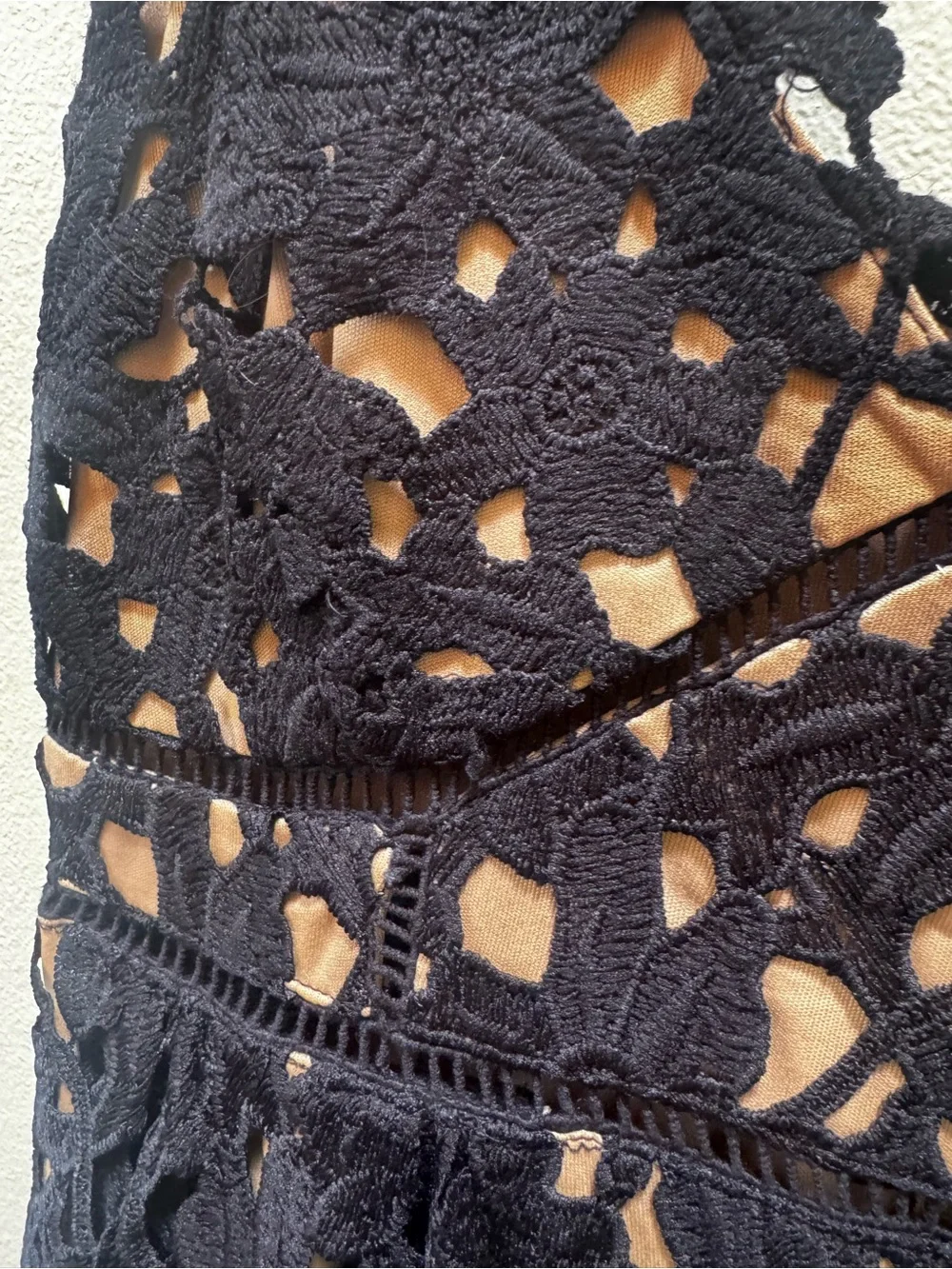 Sans Souci Floral Lace Overlay Midi Dress M Crochet Lined Black Party Wedding - Picture 8 of 16